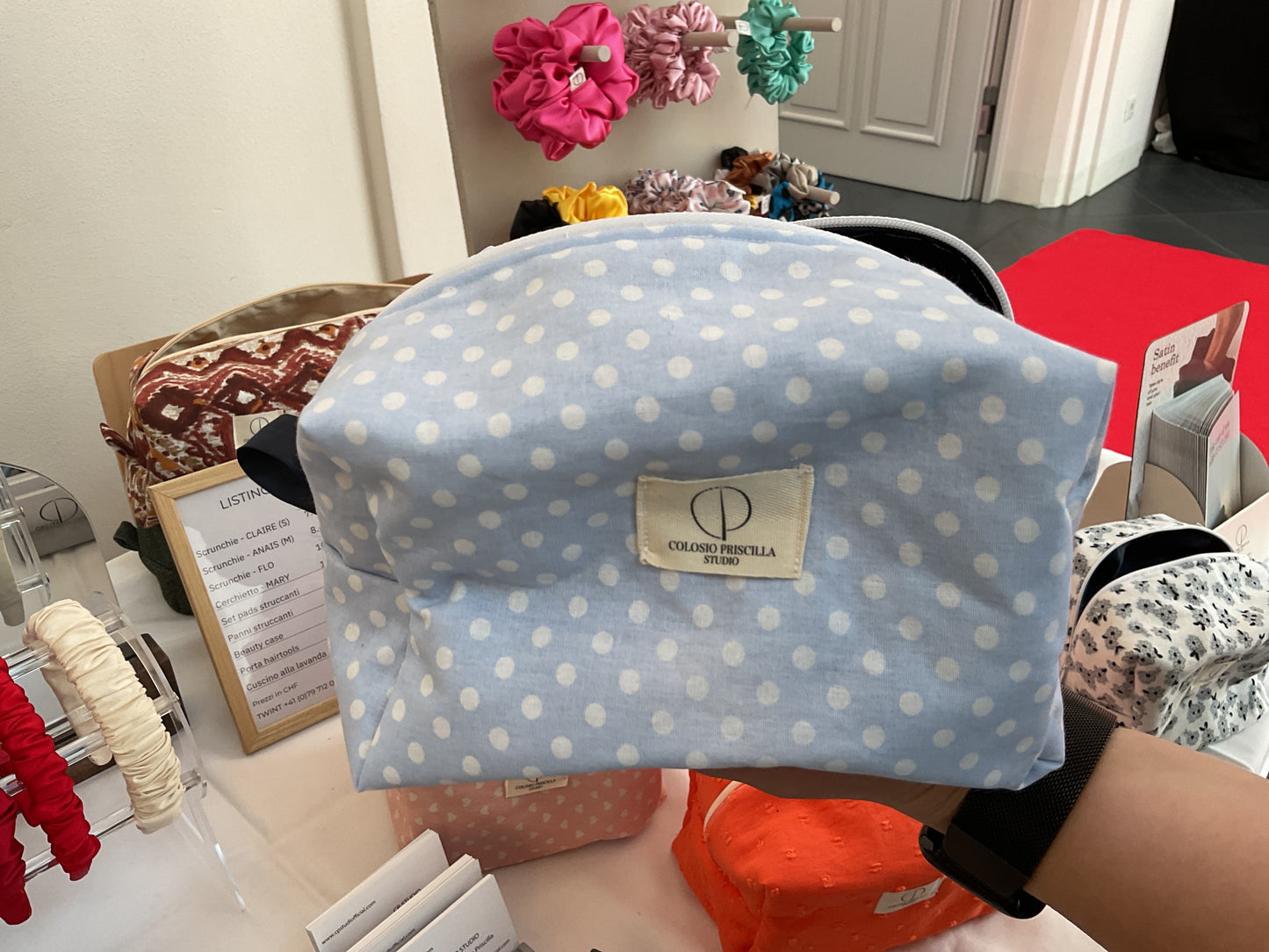Beauty case pois azzurri